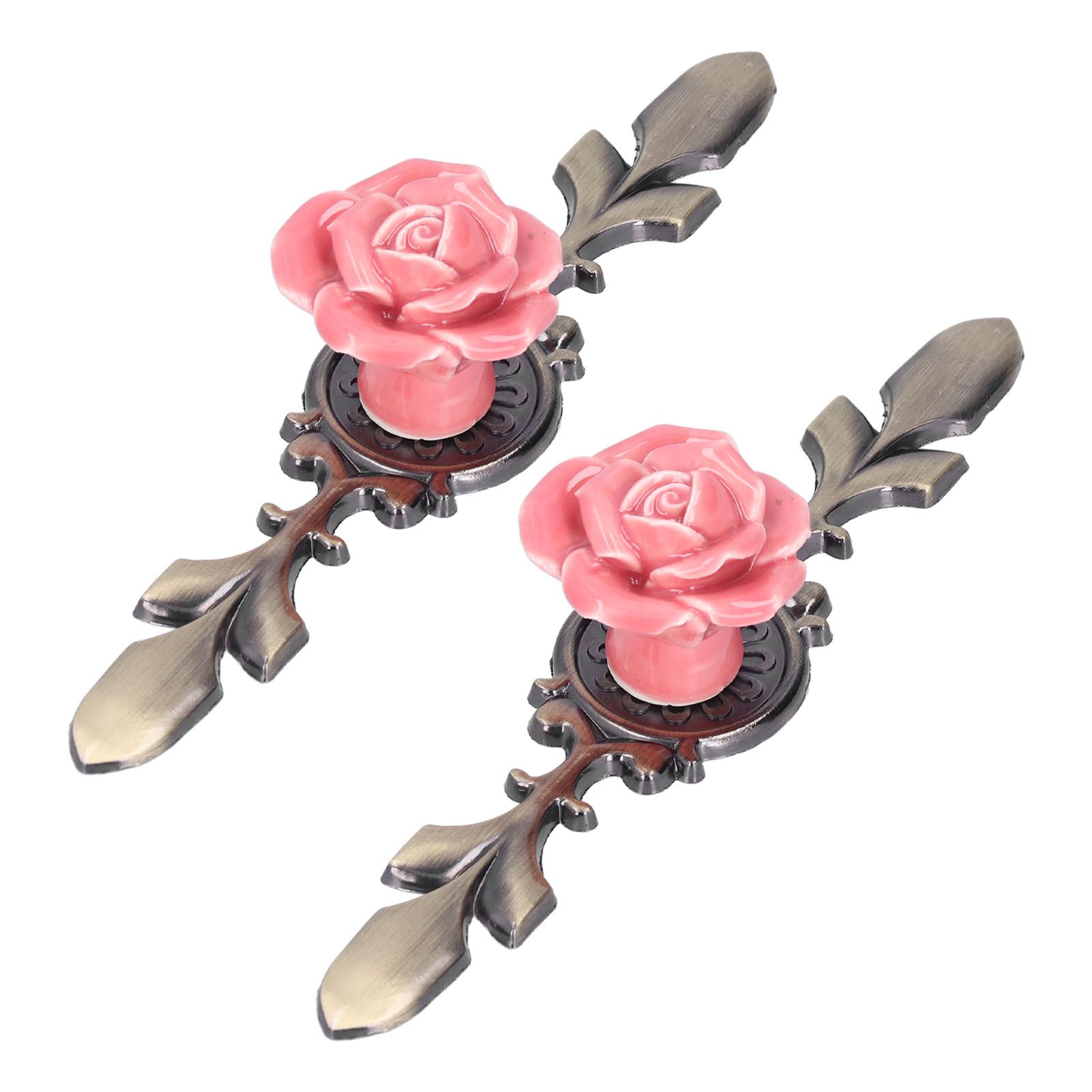 2Set Cabinet Knob Rose Flower Ceramic Pull Handle Closet Drawer Knob for Kitchen Furniture โ image 6