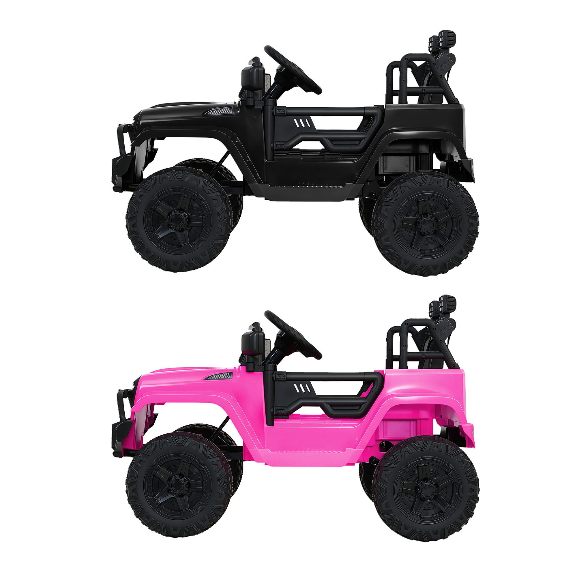 2x Rigo Electric Kids Ride On Car Black Pink Off-Road Ride-On Toy with Remote Control Horn Music — image 3