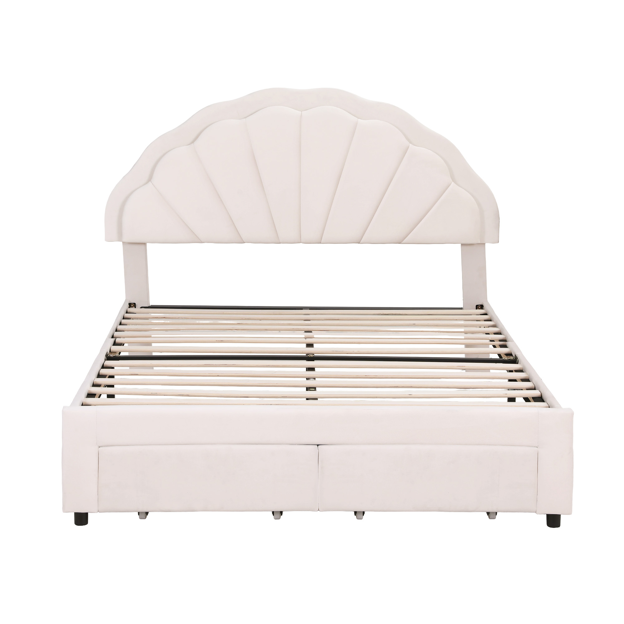 Artiss Double Bed Frame with 2 Storage Drawers Upholstered Velvet Platform Bed LED Headboard — image 3