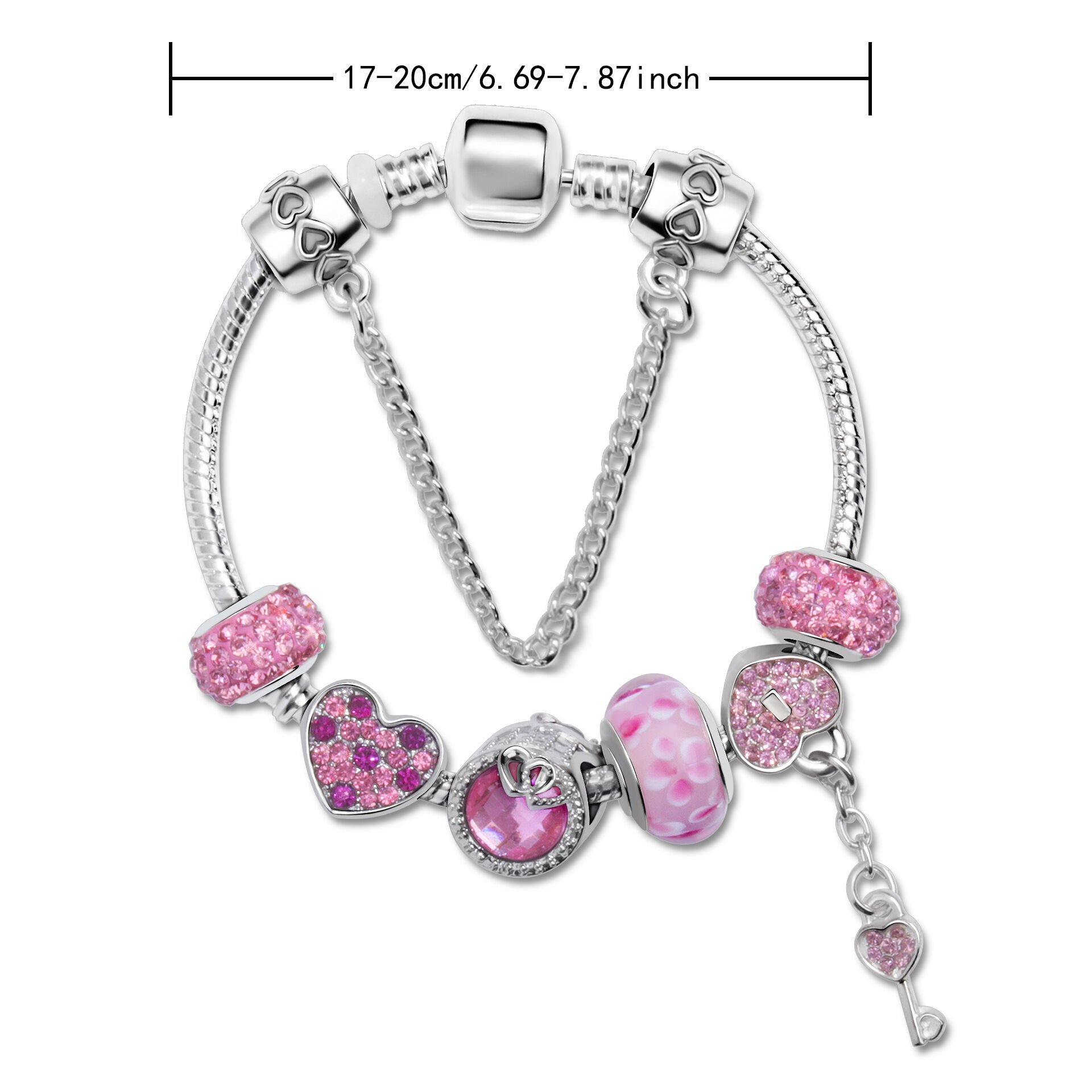 Classic Rhinestone-Inlaid Glass Bead Dreamcatcher Bracelet(pink-20cm) โ image 2
