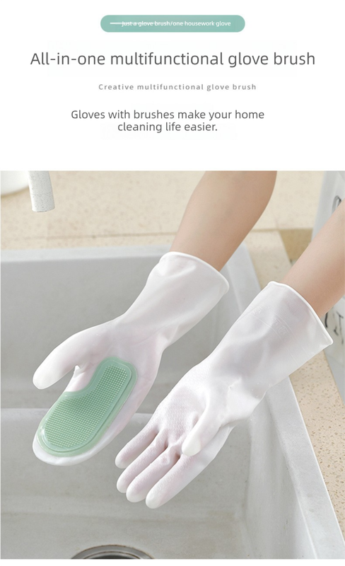 3 Pairs of Grey Brush Gloves Integrated Brush Glove – Multifunctional Cleaning Glove for Kitchen, Dishwashing & Household Tasks — image 4