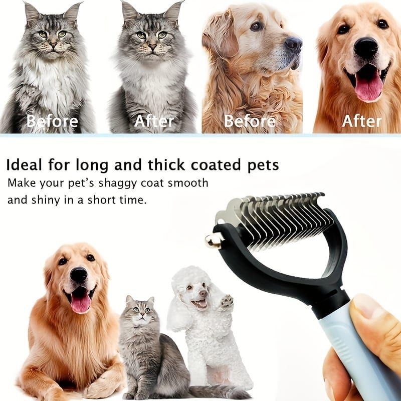 Professional Pet Dematting Comb for Dogs and Cats - Stainless Steel Grooming Tool for Removing Tangles, Mats, and Loose Undercoat Hair, Ideal for Long-Haired — image 4