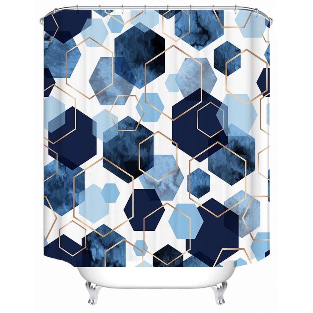 Bohemian Waterproof Mildew Resistant Shower Curtain with Marble Pattern, 72x72 inches — image 2