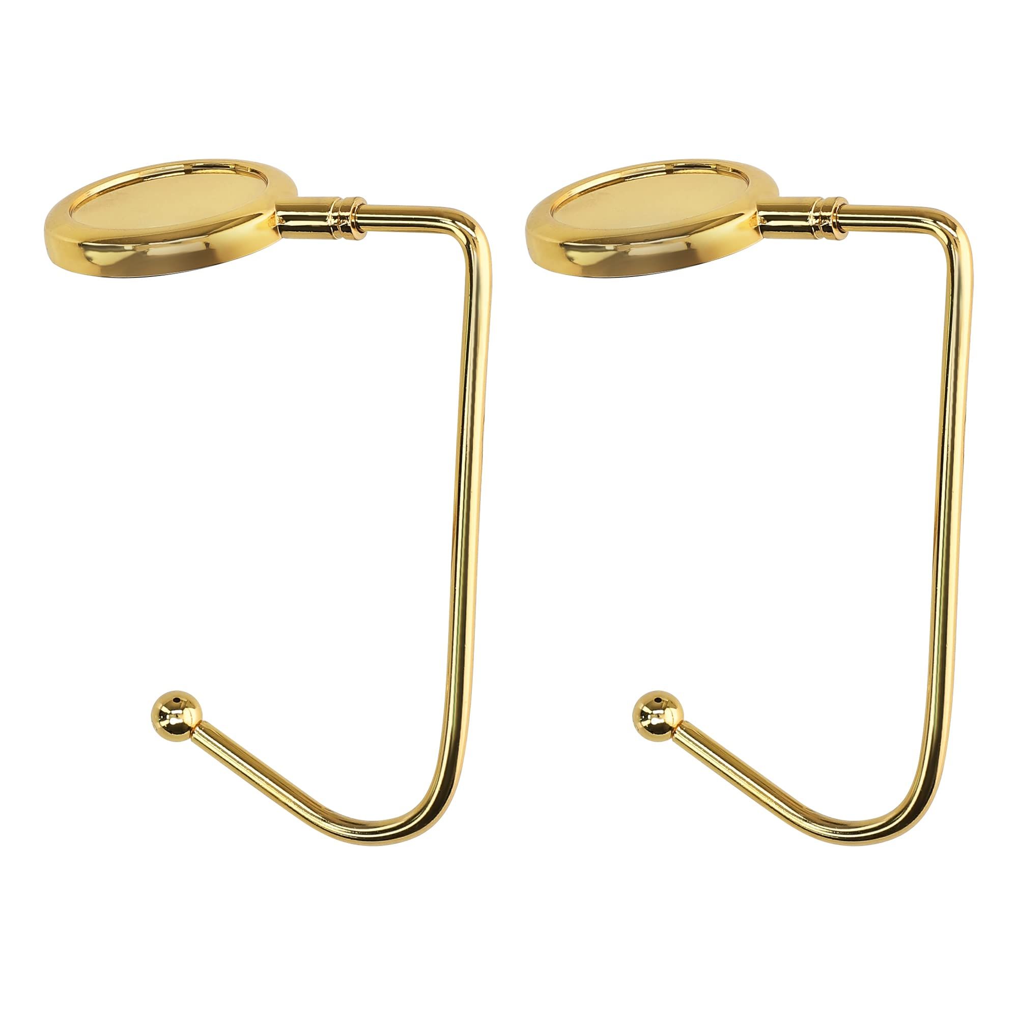 Purse Hooks for Table - Set of 2 Metal Handbag Hook Holder Hand Bag Hanger for Tables, Desks, Gold