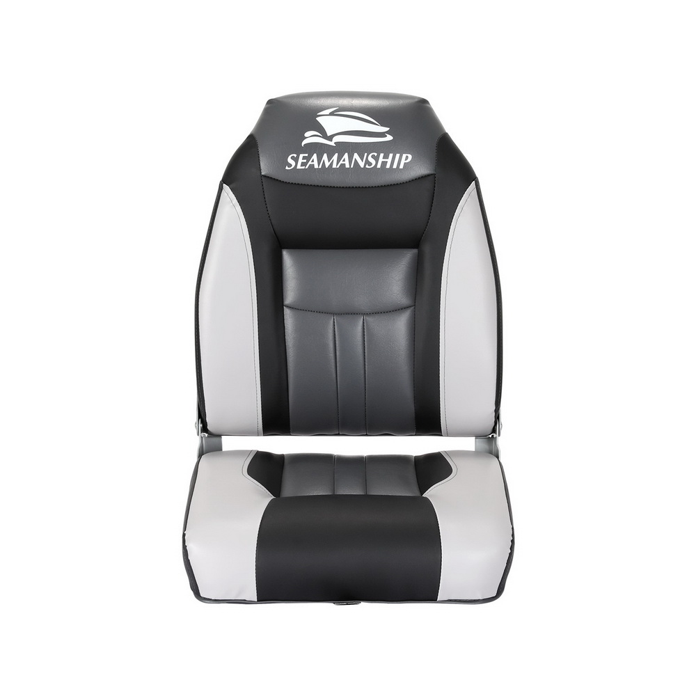 Seamanship 2X Folding Boat Seats Marine Seat Swivel High Back 12cm Padding Black — image 3