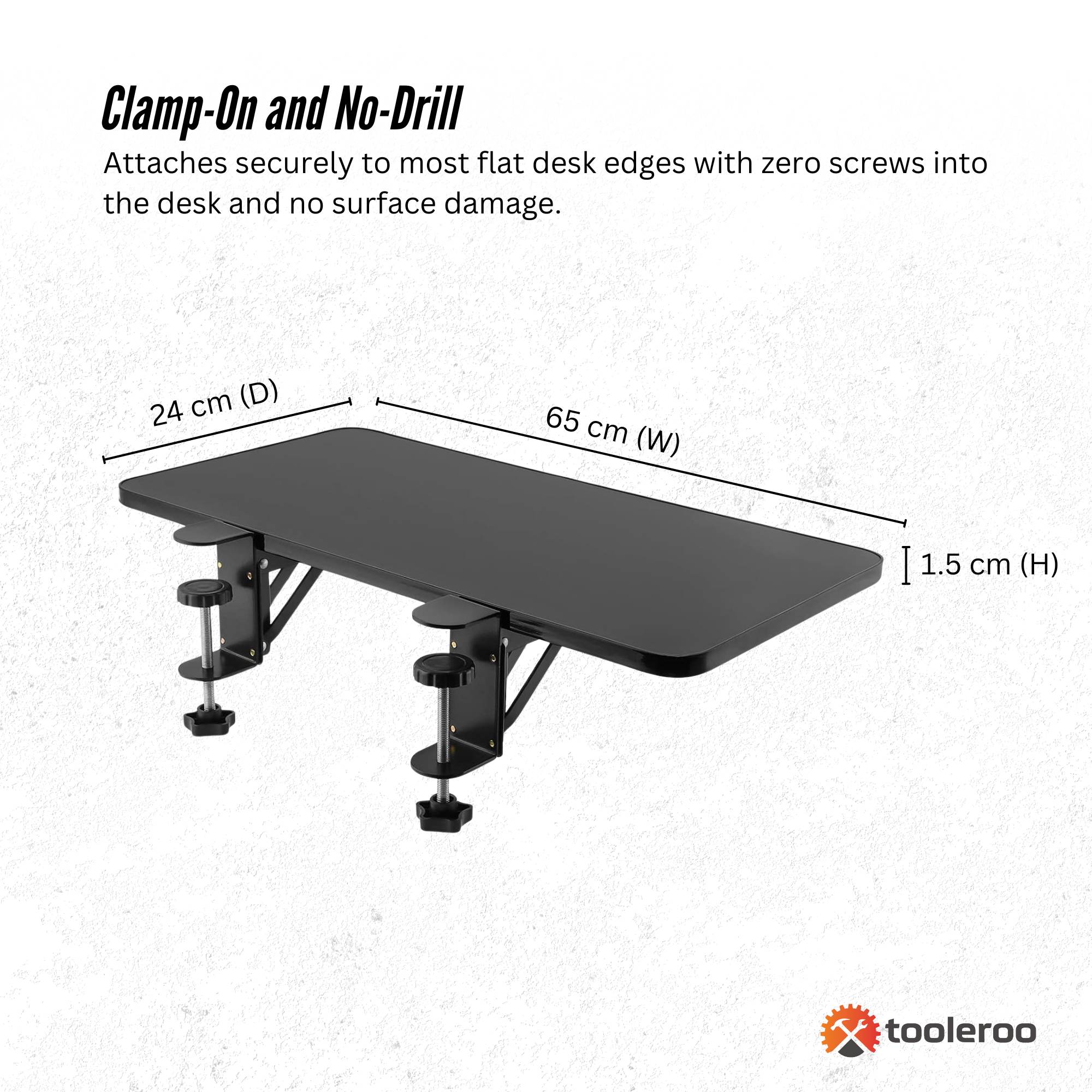 Tooleroo Folding Tray Desk Extender - Clamp-On Table Extension Shelf Black — image 4