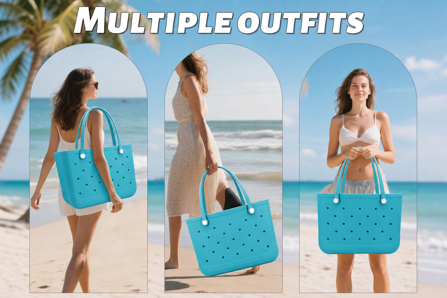 Waterproof Hexagon Mesh Beach Bag - Large Capacity Travel Storage Tote for Swimwear Towel Sunglasses - Lake Blue Large 48x34x24cm โ image 6