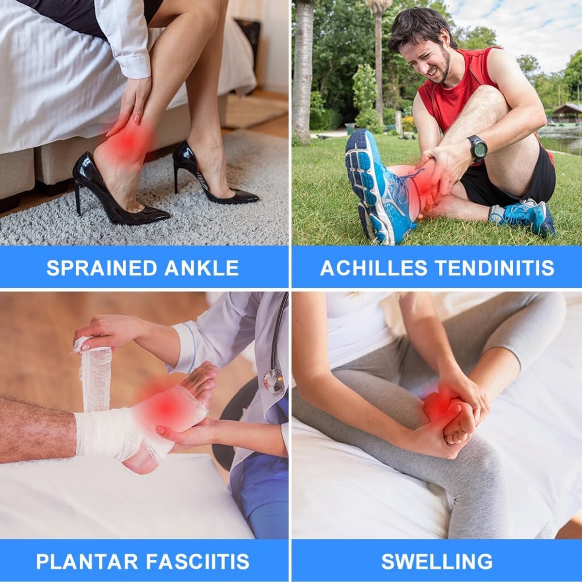 pair - Ankle brace - Ankle support - Ankle bandage - Foot brace - Upper neck circumference 26 cm - for damaged ligaments and sprained ankle - support strap for — image 3