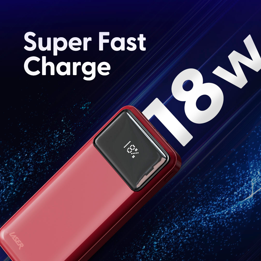 Laser 10000mAh Powerbank 18W PD with LED Indicator Red β image 5