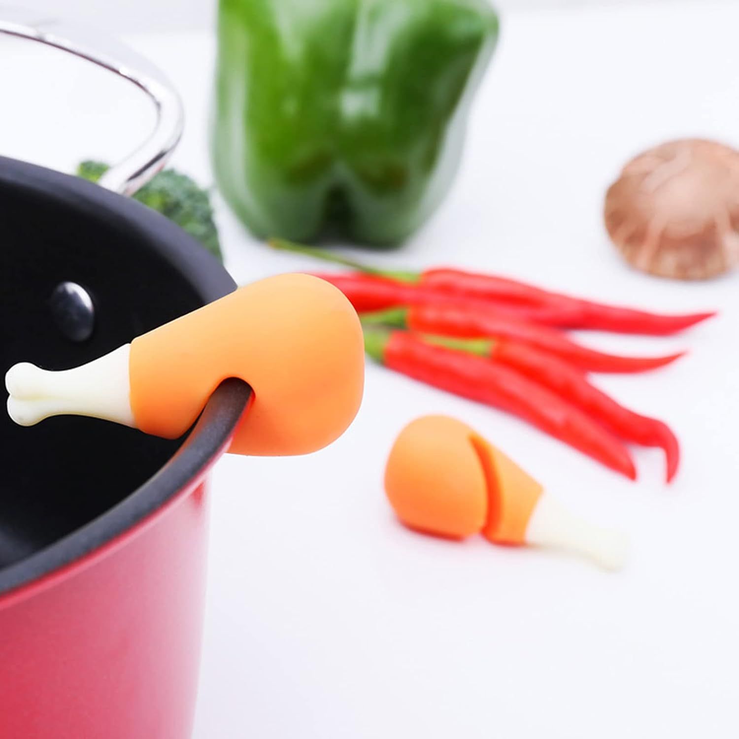 3 Piece Silicone Pot Lid Risers Carrot Chili and Drumstick โ image 3