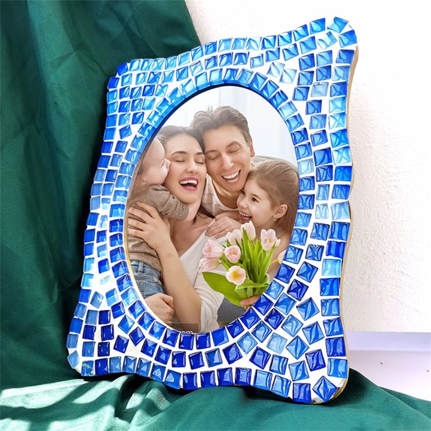 0.55 LB Blue Mixed Irregular Crystal Glass Mosaic Tiles,Blue Mosaic Glass Tiles Pieces Glitter,Tiny Mosaic Tile for Art Crafts,Mosaic Making Projects,Home — image 6