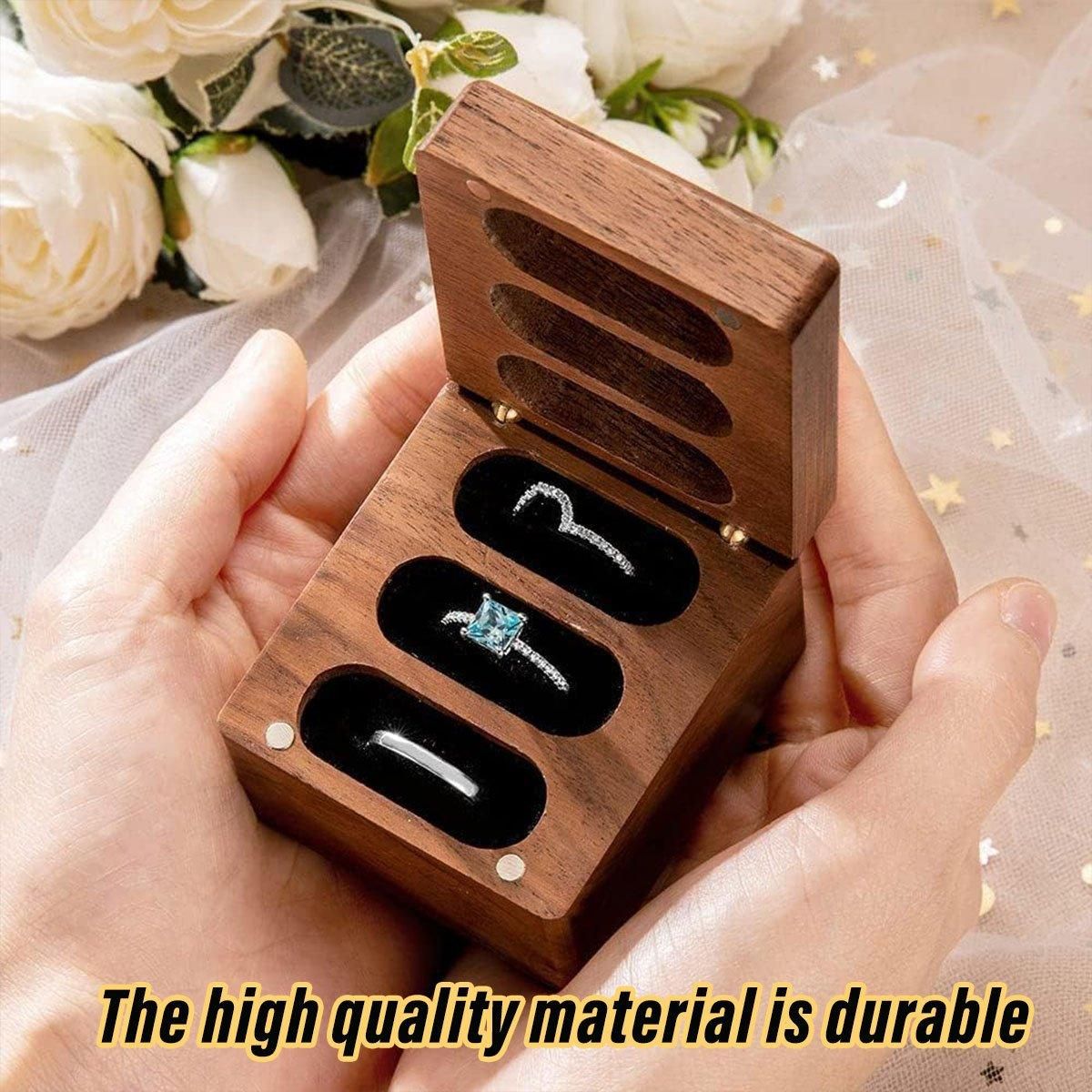 Wooden Ring Jewellery Box High Storage Box with Three Compartments for Rings โ image 4