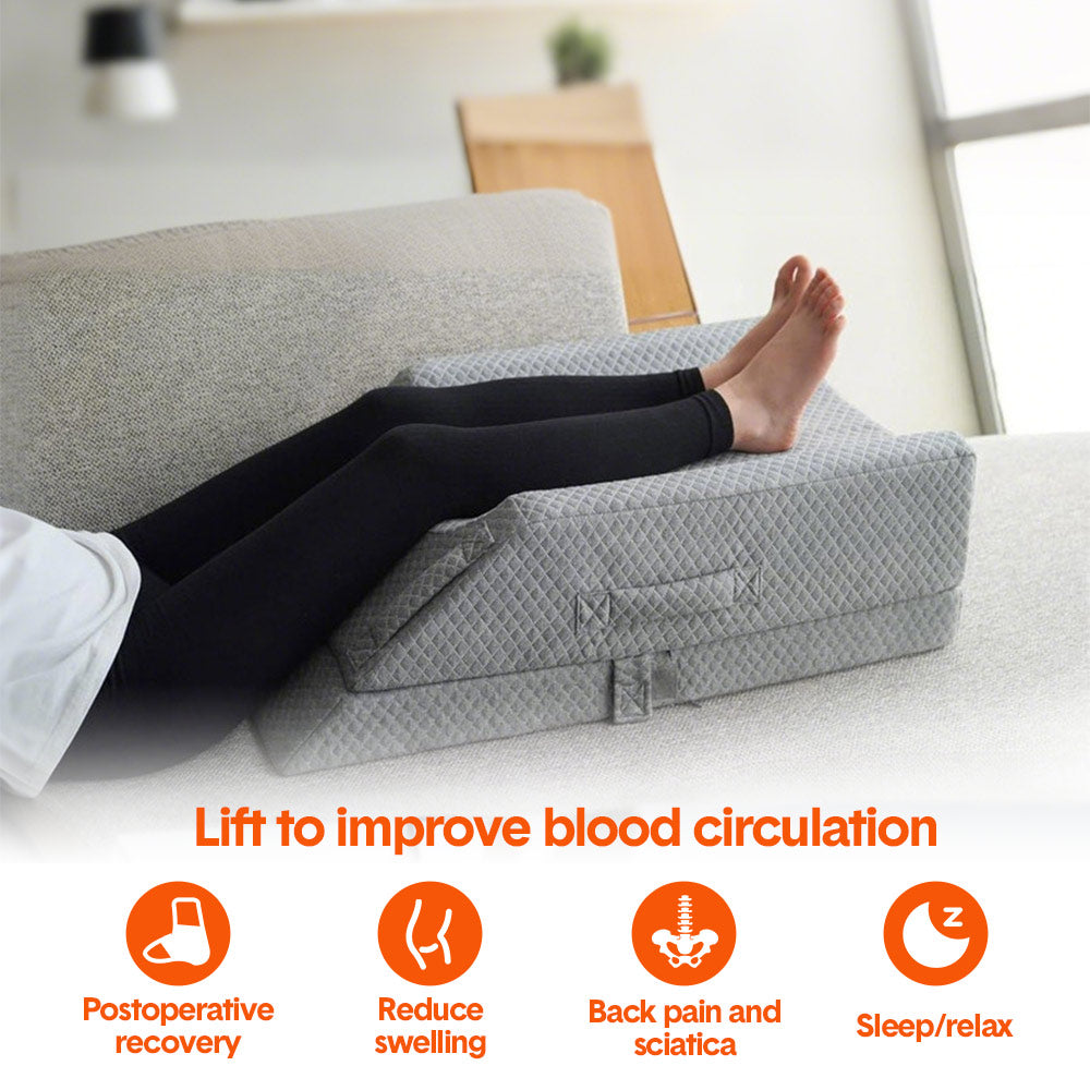 Leg Wedge Ergonomic Booster 3-Height Adjustable Memory Foam Leg Support Pillow with Washable Cover for Ankle Foot Rest Surgery Recovery and Pain Relief — image 3