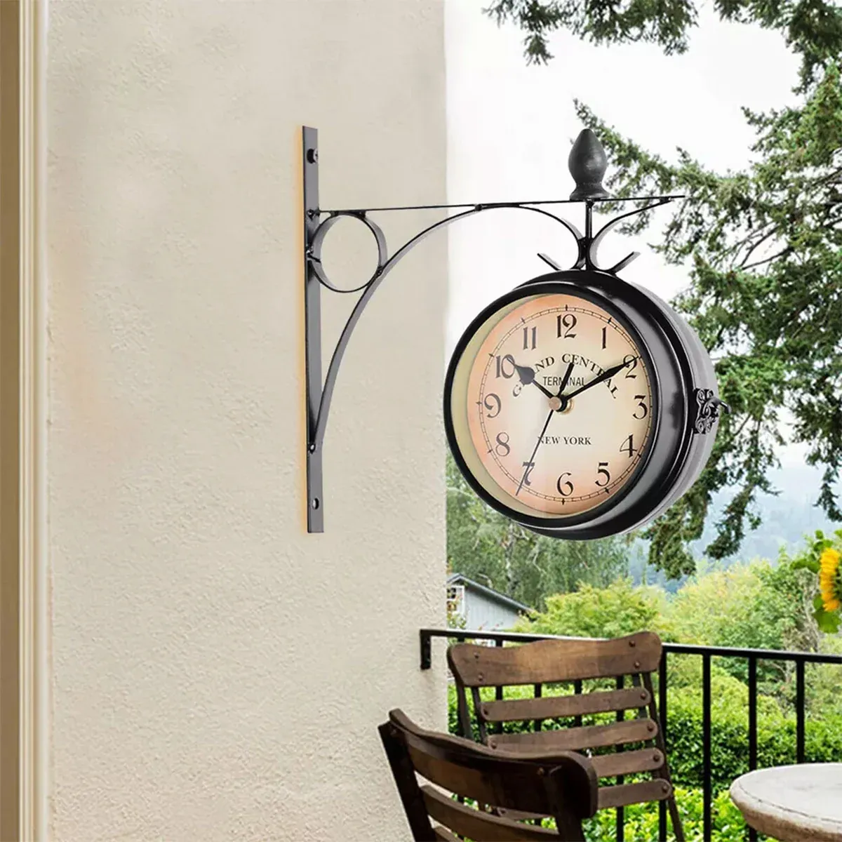 Vintage Outdoor Bracket Clock Garden Station Wall Clock Double Sided Clock — image 4
