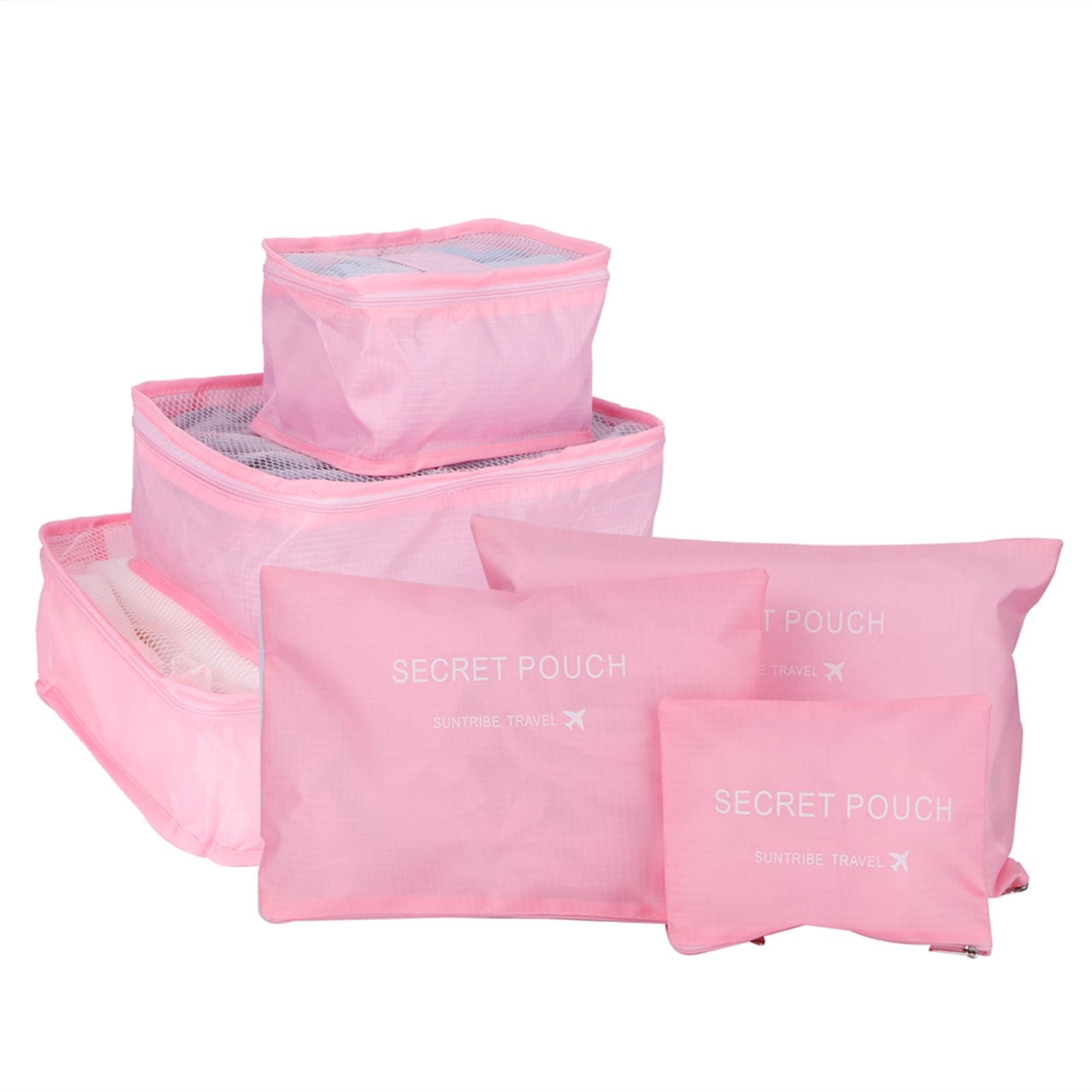6Pcs/Set Storage Bag Clothing Sorting Bag Luggage Suitcase Packing Organizer for TravellingPink — image 4