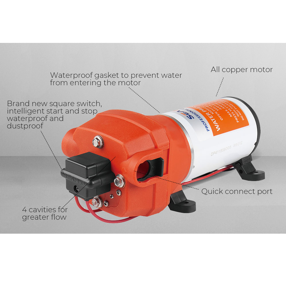 SEAFLO 12V Water Pump Pressure Diaphragm Self Priming Pump 4.5Gallons Per Min 17LPM 40PSI Water Booster for Caravan Motorhome Camper Trailer Boat Yacht — image 4