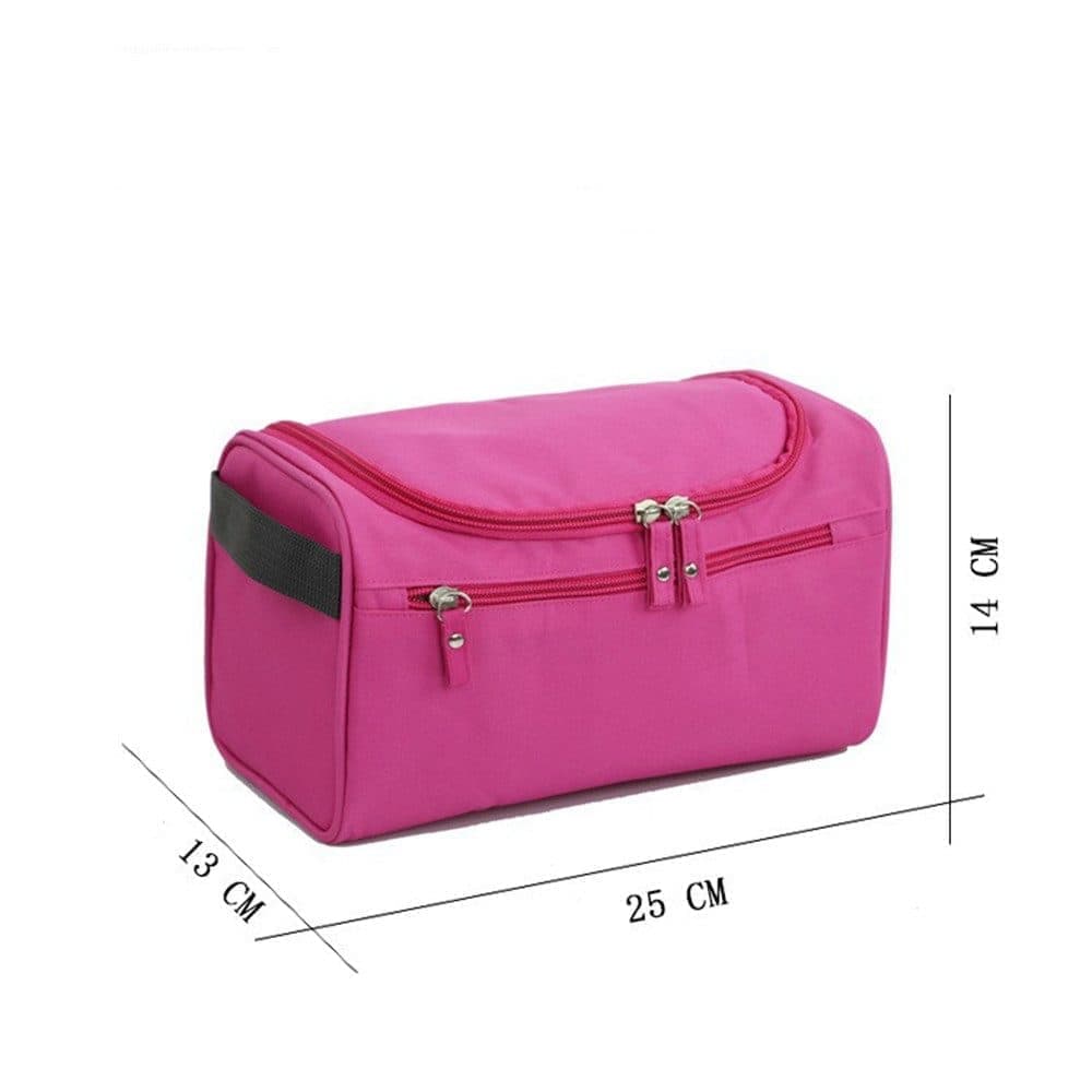 Waterproof makeup bag with 3 compartments and handle, hanging toiletry bag for men and women, red — image 4