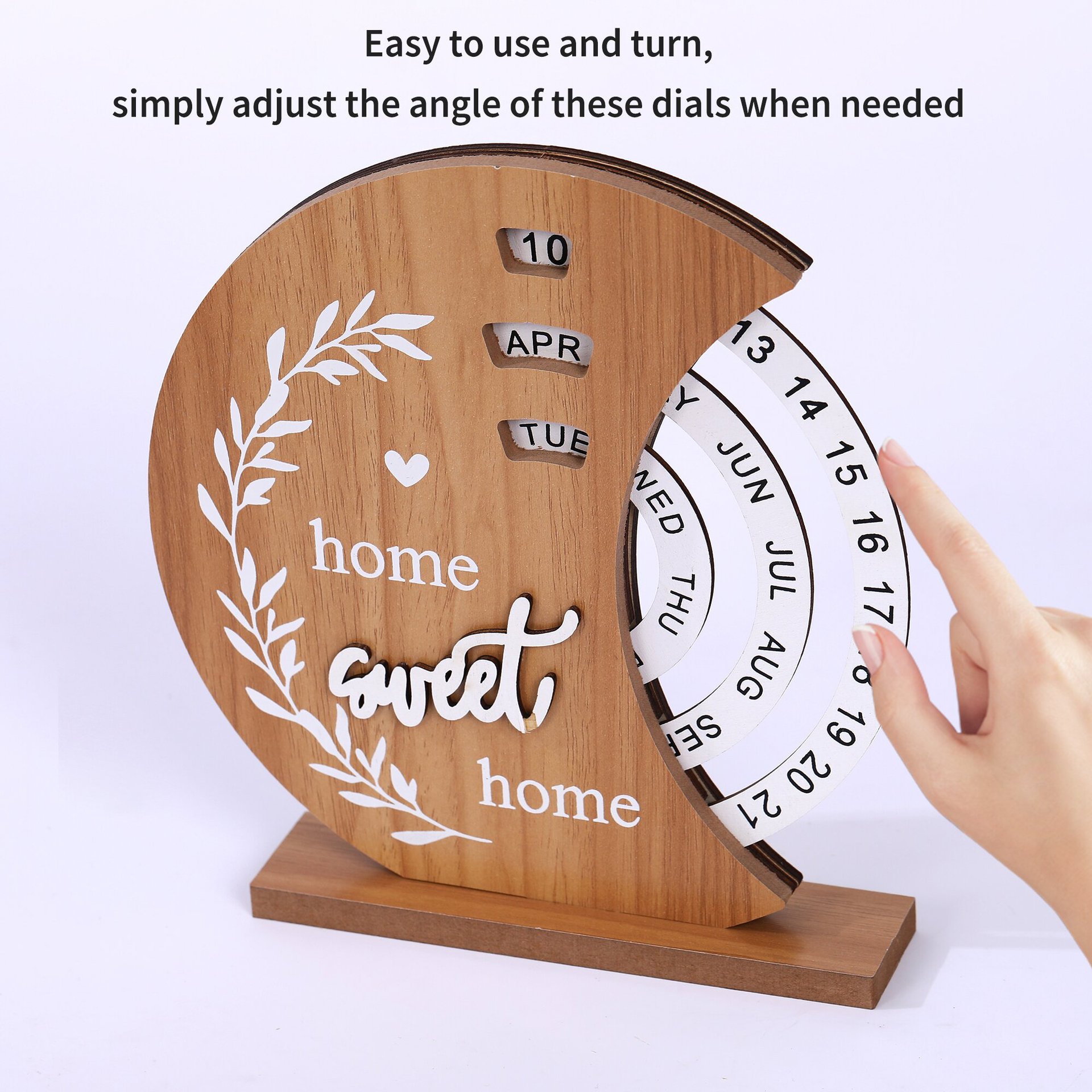 Shovel style Rustic Wooden Perpetual Calendar - Reusable Rotating Desk & Tabletop Decor — image 4