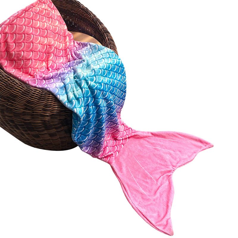 Mermaid Tail Blanket, Star Gradient Flannel Fleece, Soft and Warm, Essential for Lounging and Photo Taking at Home.(powderblue)
