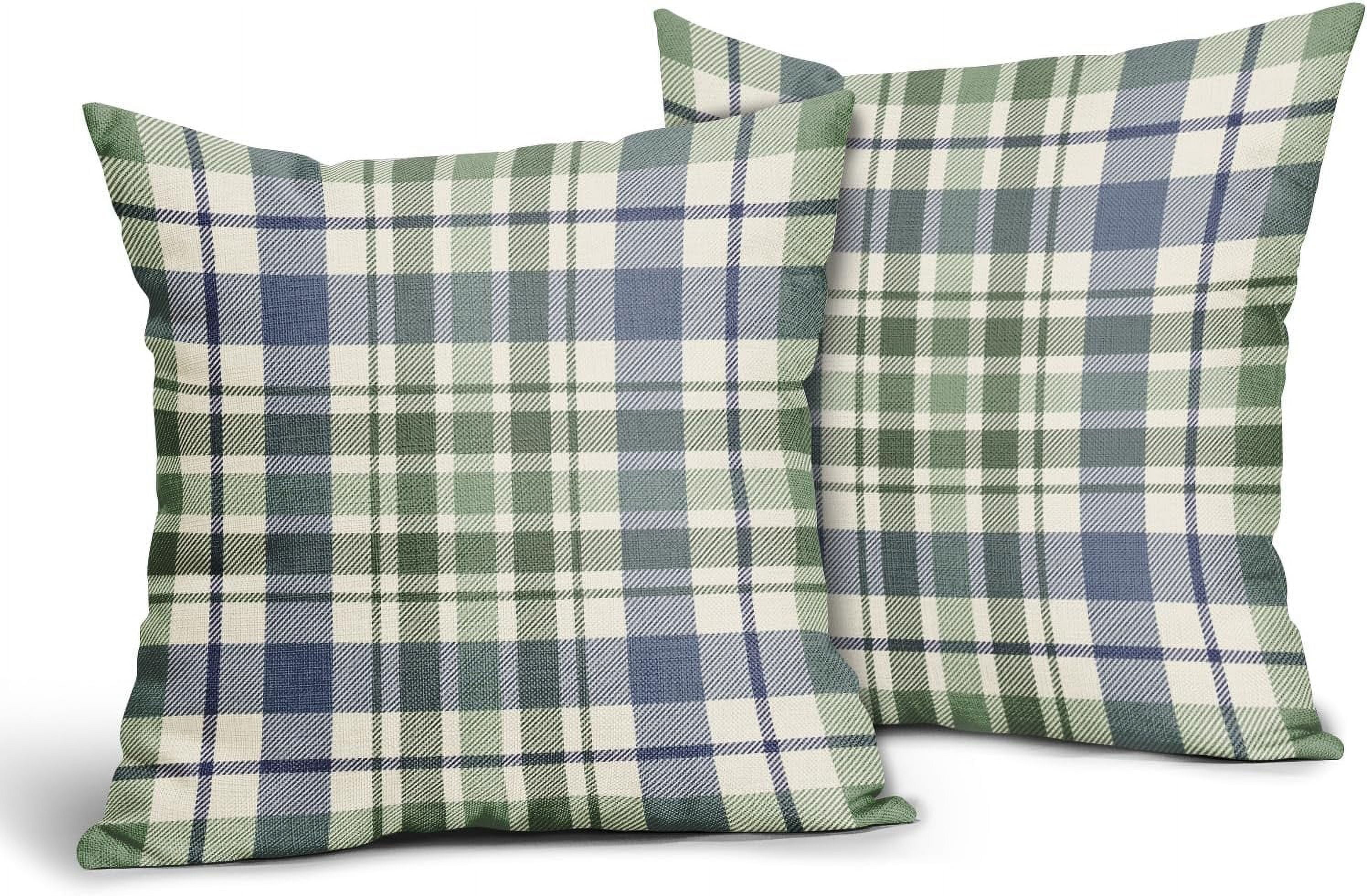 2 Pack Fall Plaid Pillow Covers, Buffalo Tartan Decorative Cushion Cases for Couch, Sofa and Bed, 20 × 20, Blue Green Red — image 4