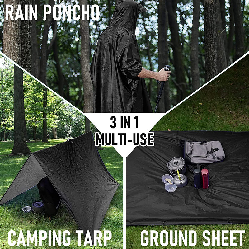 Pink 3-in-1 Waterproof Rain Poncho - Lightweight Hooded Raincoat, Ground Tarp & Emergency Shelter for Hiking, Camping, and Outdoor Survival — image 4