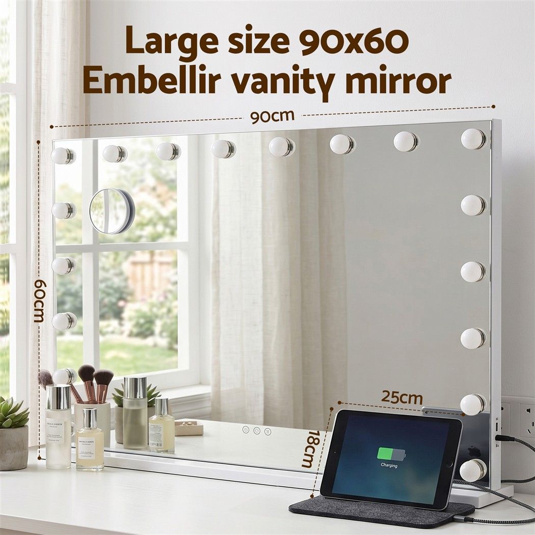 Embellir 90x60cm Makeup Mirror Large Hollywood Vanity Mirror with 18 Dimmable LED Bulbs โ image 6