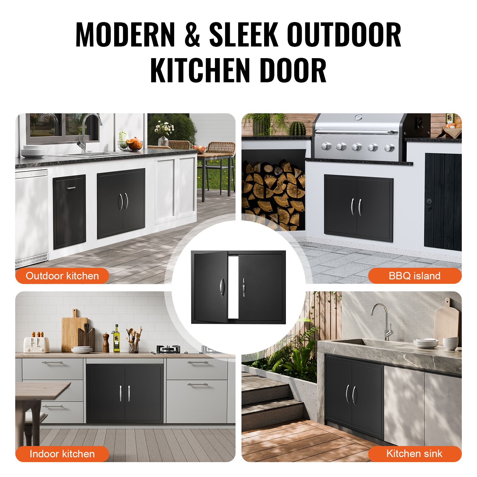 BBQ Access Door, 788 × 610 mm Double Outdoor Kitchen Door, Cold Plate Flush Mount Door, Wall Vertical Door with Handles, for BBQ Island, Grilling Station — image 6