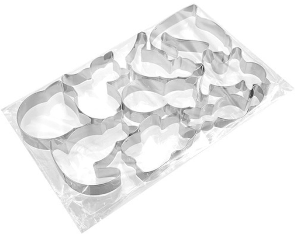 Cookie Cutters Cat - 9 Piece Set - Stainless Steel Baking Cup Set - Cat Shaped Cookie Cutters and Baking Tools - Enjoy cooking with your kids