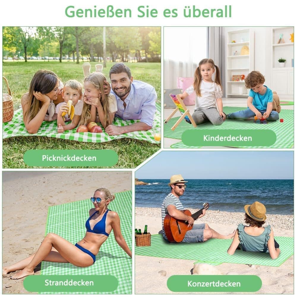 Waterproof Picnic Mat Foldable with Carrying Handle for Camping Beach Park Outdoor Activities, 150x200cm, Green — image 6