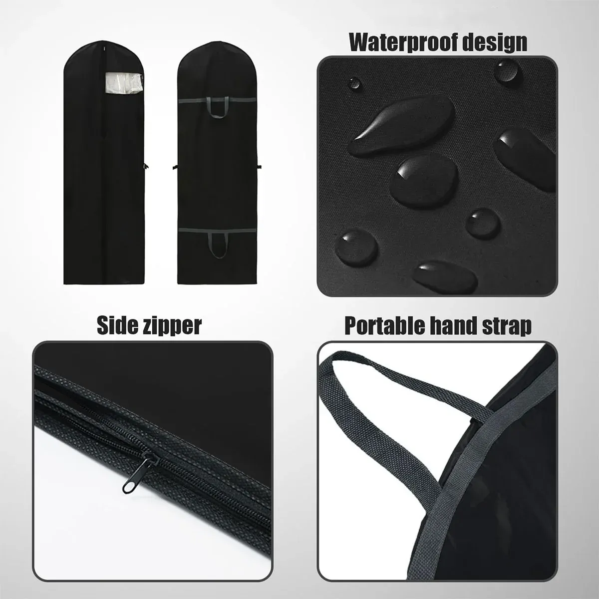 Clothes Dustproof Cover Foldable Moisture-Proof For Household Dress Suit Storage - Black — image 5