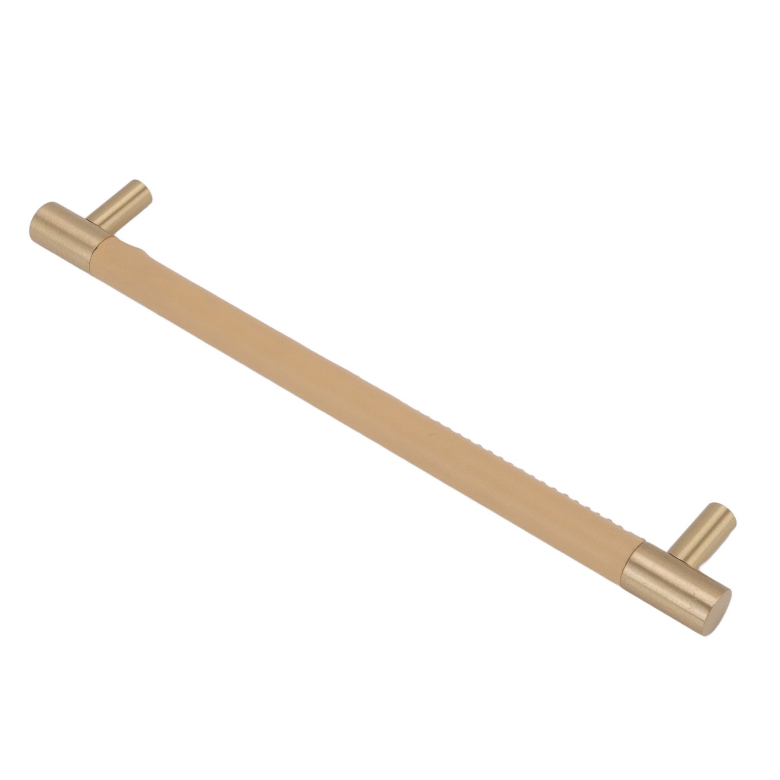 Cabinet Door Handle 224MM Hole Pitch Leather Brass Light Luxury Cupboard Bar Pull Handle for Home Wardrobe Drawer Beige โ image 3