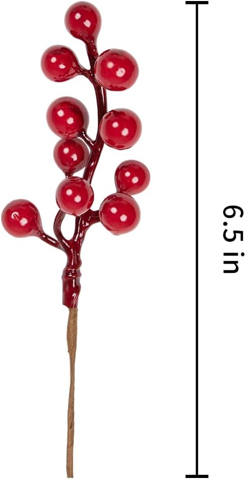 Christmas Tree Decoration - 32-pack - Artificial Red Berry Stems - 16.5 cm - Christmas Berries - Suitable for Christmas, Winter, Holiday, DIY, Decorations — image 6