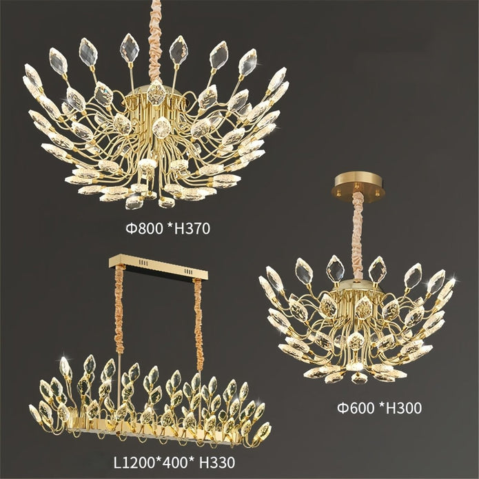 BAMDECOR C3348 Modern Luxury Crystal-leaf Chandelier LED Fashion Creativity Pendant Ceiling Lights(80cm-Gold) — image 4