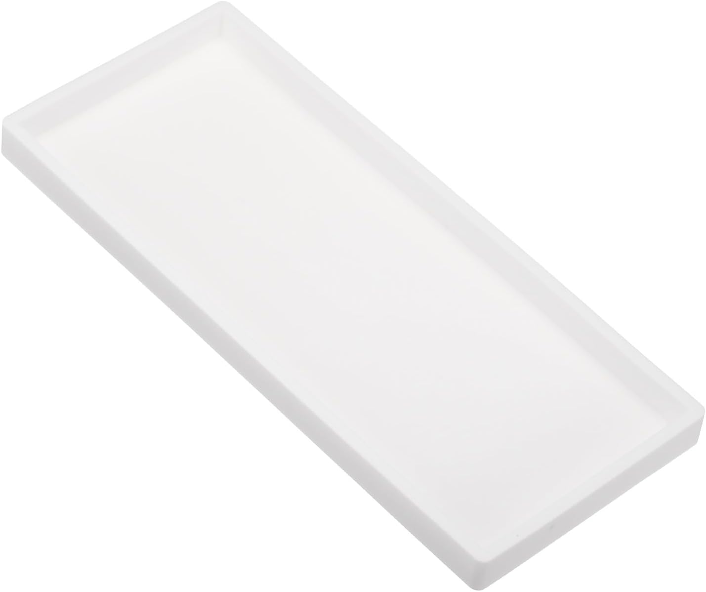 Silicone Bathroom Tray, 12" x 5" Soap Dispenser Tray Jewelry Organizer Dish for Restroom, Dresser, Kitchen Sink Jewelry, Coin, Key, Pure White 11.8" 4.9" 0.8" — image 3