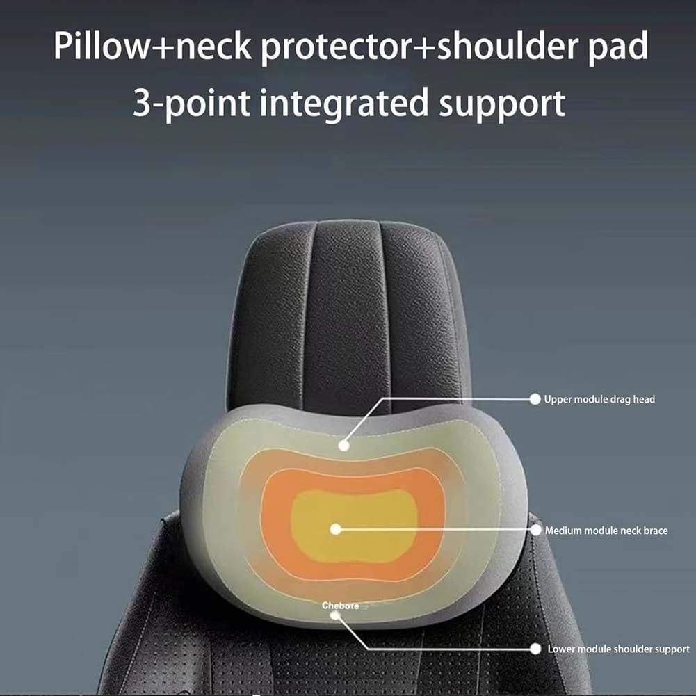 Black Ergonomic Memory Foam Car Headrest & Lumbar Support Cushion Set - Driving Comfort Neck & Back Pillow — image 4