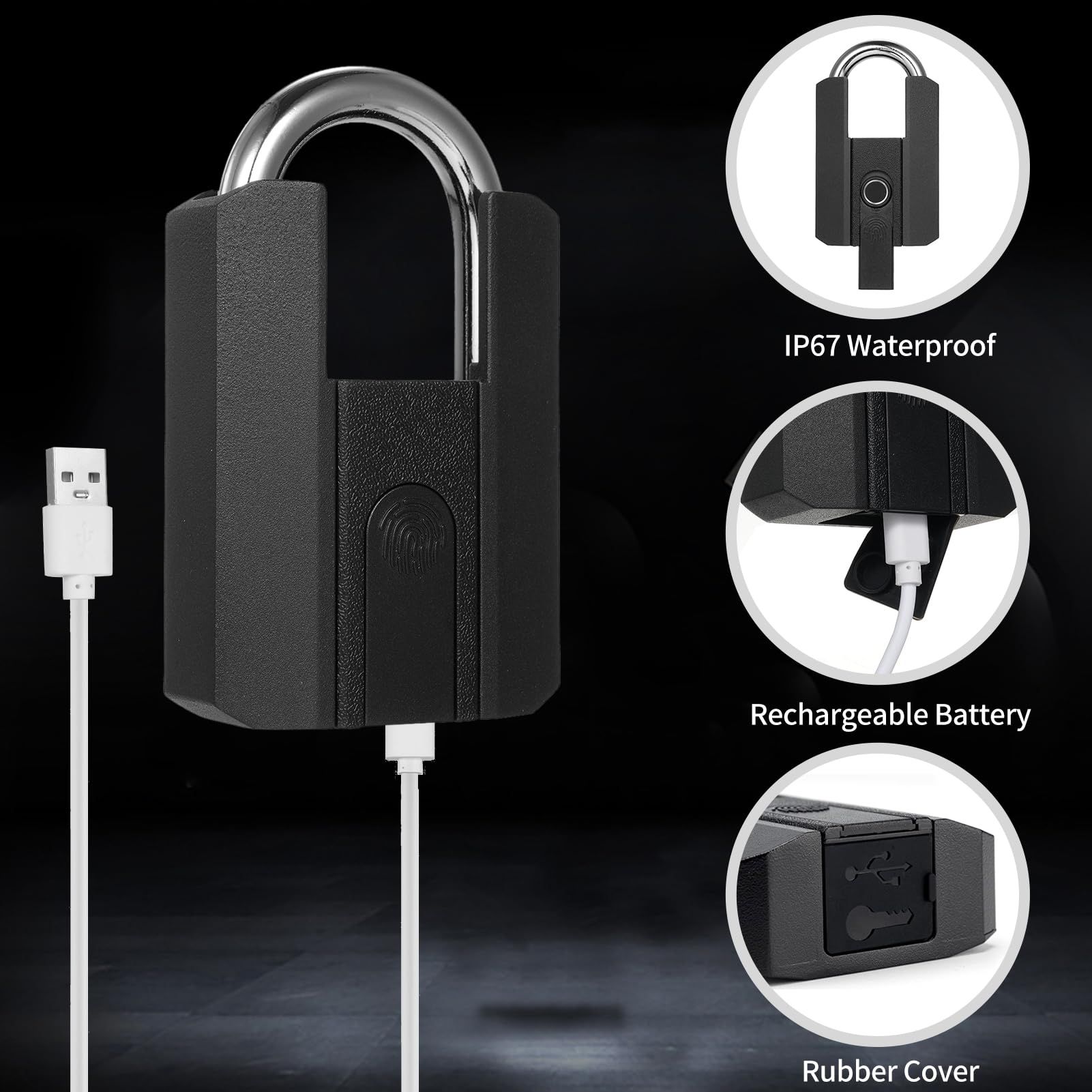 Heavy Duty Fingerprint Padlock with APP Waterproof Smart Lock with Key for Warehouse Fence Outdoor Gate Reable Smart Padlock โ image 3