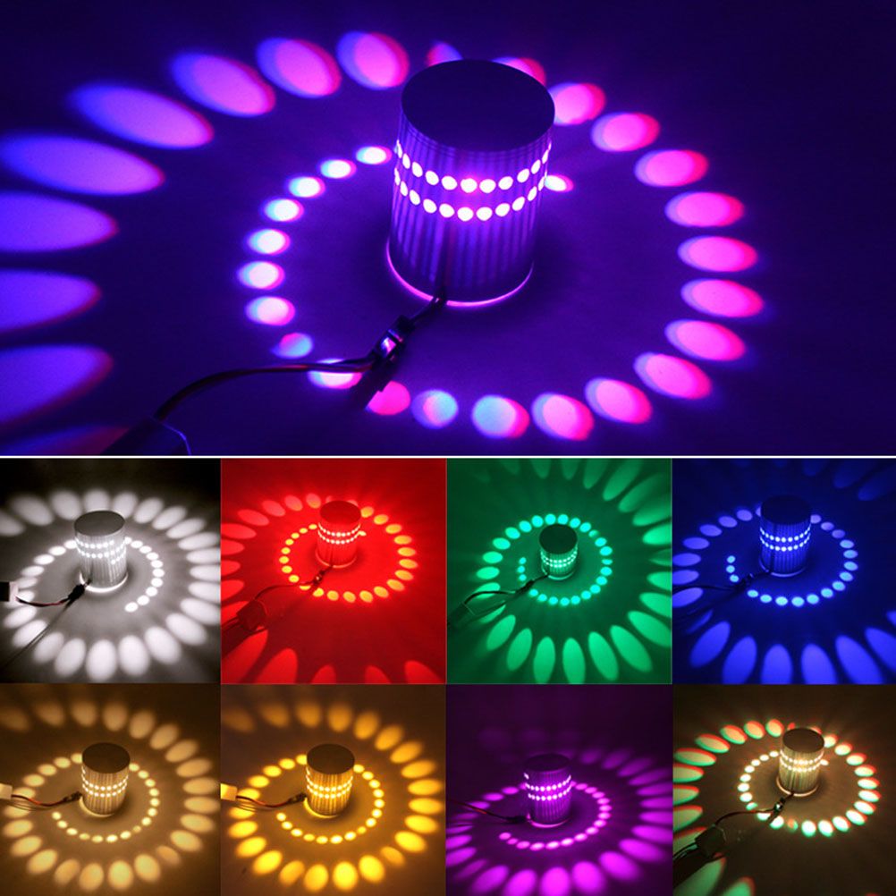 3W RGB LED Wall Light Lamp Spiral Hole Luminous Lighting Sconce with Controller for KTV Bar Restaurant Decor โ image 5