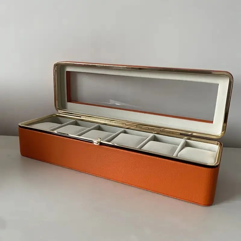 Luxury transparent-lid watch box with 6 fabric-lined compartments, portable and shockproof design, suitable for both men and women. Ideal for home, travel, or — image 4