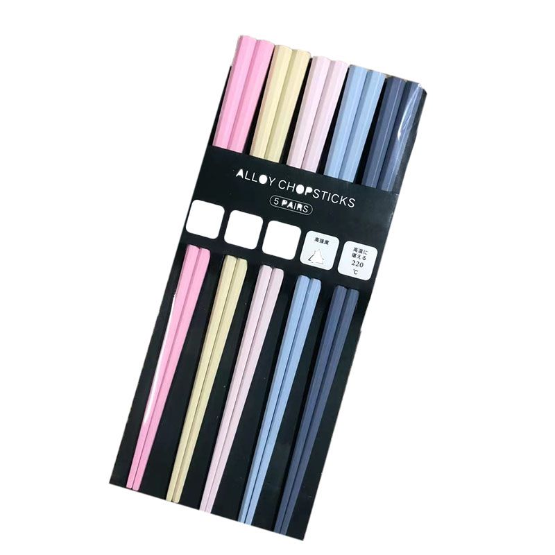 5 Pairs Octagonal Sushi Chopsticks Japanese Style Pointed Chopstick Set Fashion Color PET Plastic Chopsticks F