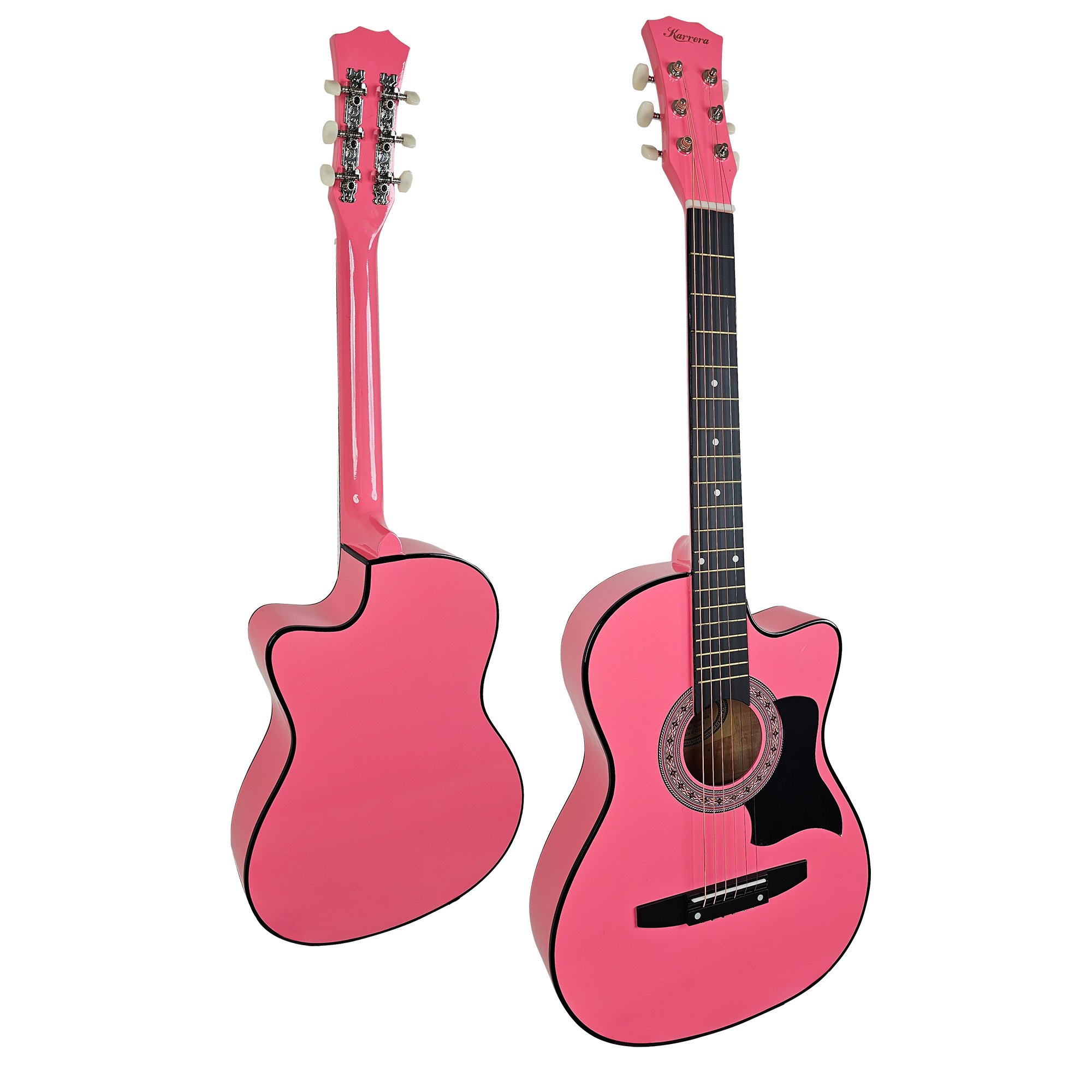 Karrera 38in Cutaway Acoustic Guitar with guitar bag - Pink — image 5