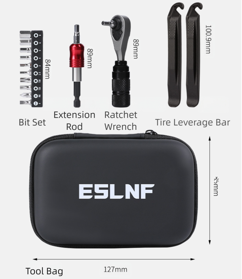 Compact Bicycle Ratchet Tool Kit - Bidirectional Wrench,Magnetic Bits & Tire Levers — image 4
