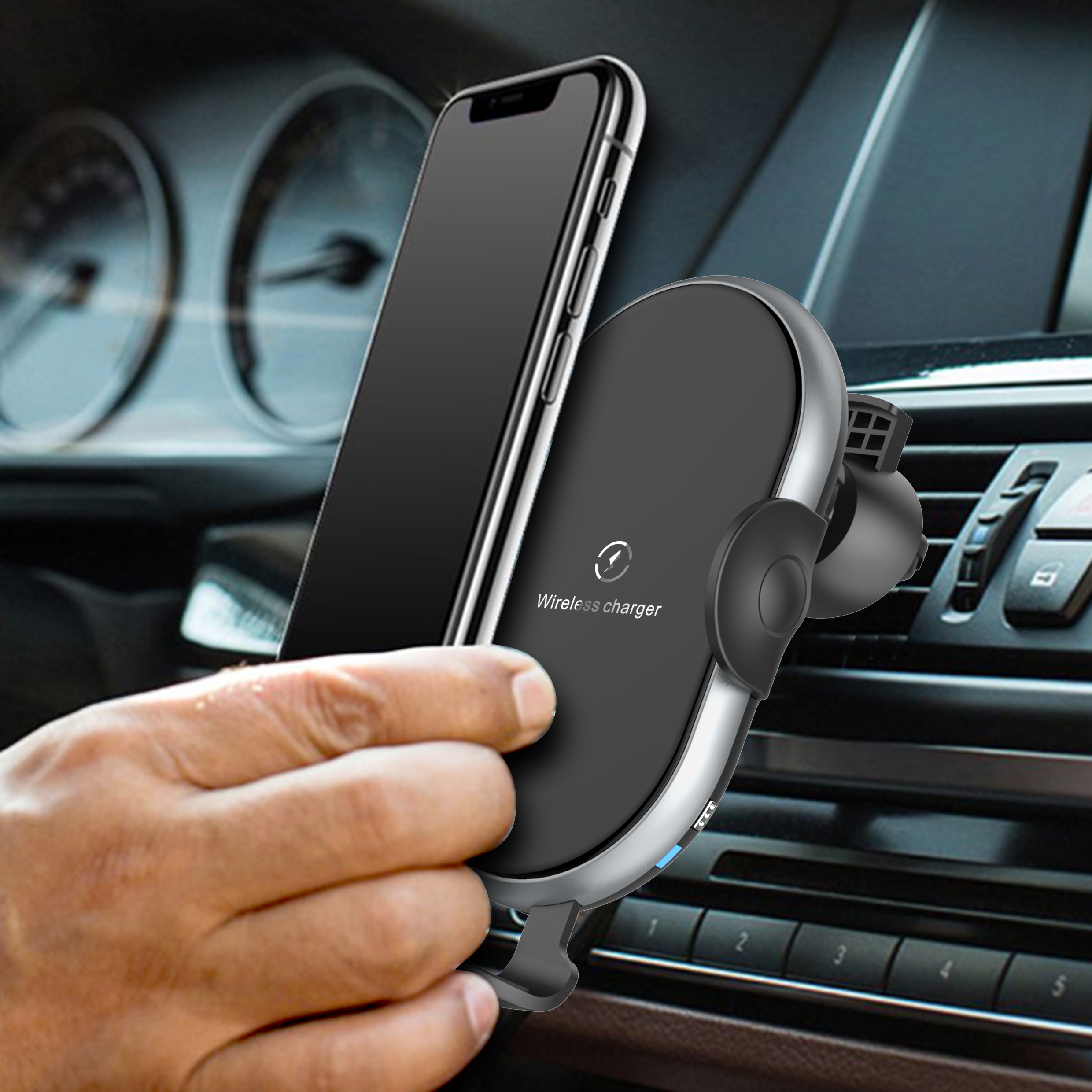 C366: Automatic Clamping Wireless Car Charger,with backlight — image 6