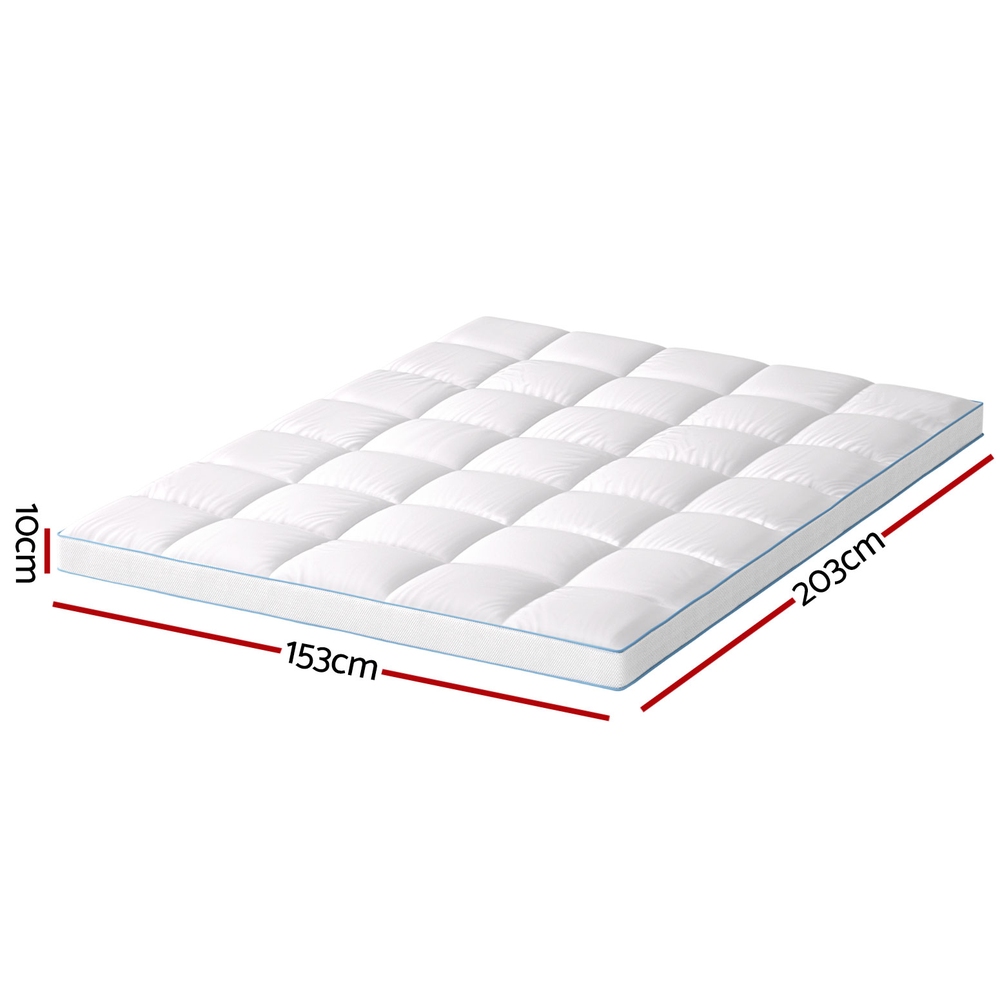 Giselle Bedding 1500GSM Bamboo Pillowtop Mattress Topper 10cm Thick Pad for Back Pain Relief, High Loft Cooling Underlay for Dorm & Guest Bed, 45cm Deep Pocket โ image 2