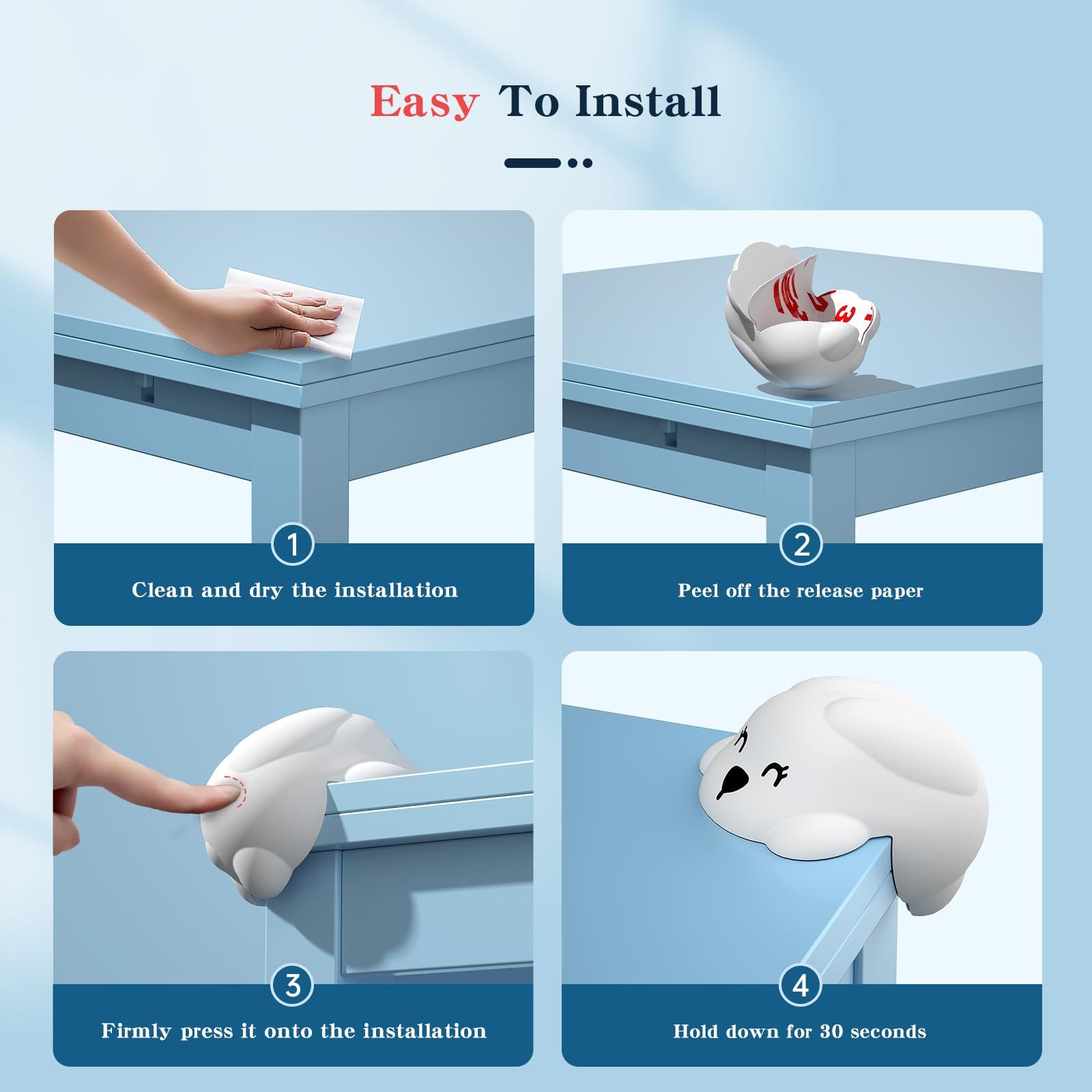 Protectors, Baby Proof Corners and Edges,Suitable for Table,Desktop, Cabinet and Other Furniture Corner Guards(White,8pcs,Rabbit) — image 5