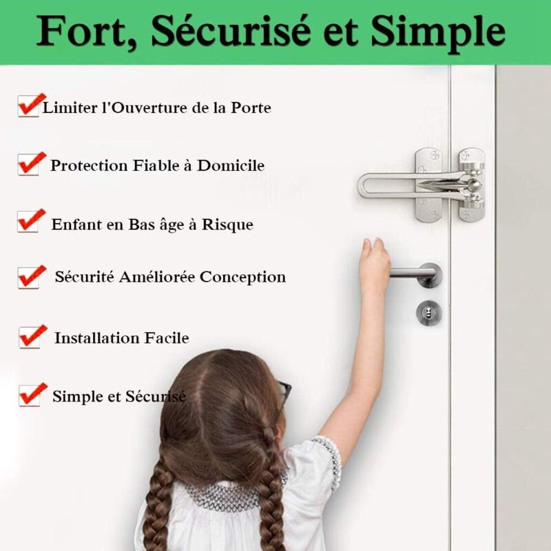 2Pack Security Door Lock Steel Window Guard Lock Entry Door Without Chain Lock Latch For Window Door โ image 2