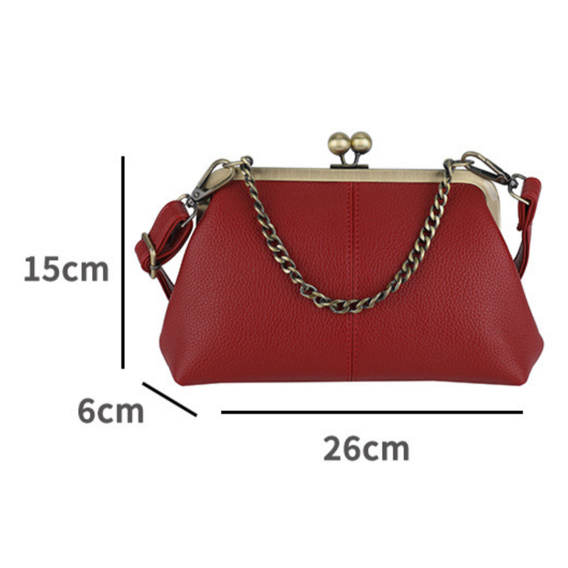 Brown Retro Women's Shell Handbag - European Style Clip Lock Closure PU Clutch/Shoulder Bag with Chain Strap โ image 5