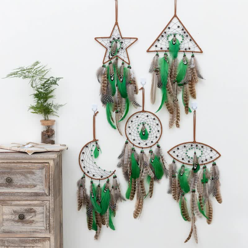 Crescent With Lights Boho Forest Dreamcatcher Wind Chime Pendant - INS Style Moonlit Serenity Decor — image 3