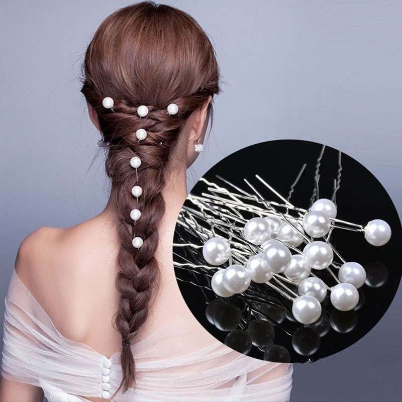 20 Pcs Wedding Hairpins with Pearls in White — image 3