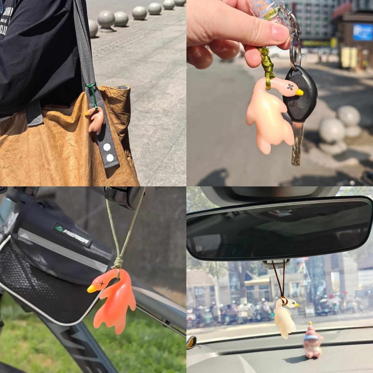6 Pcs Duck Car Pendant, Violetfox Color-Changing Duck Sunscreen Tester UV Temperature Reminder, Funny Cute Roast Hanging Ornament for Car Mirror Bicycles Bags — image 4