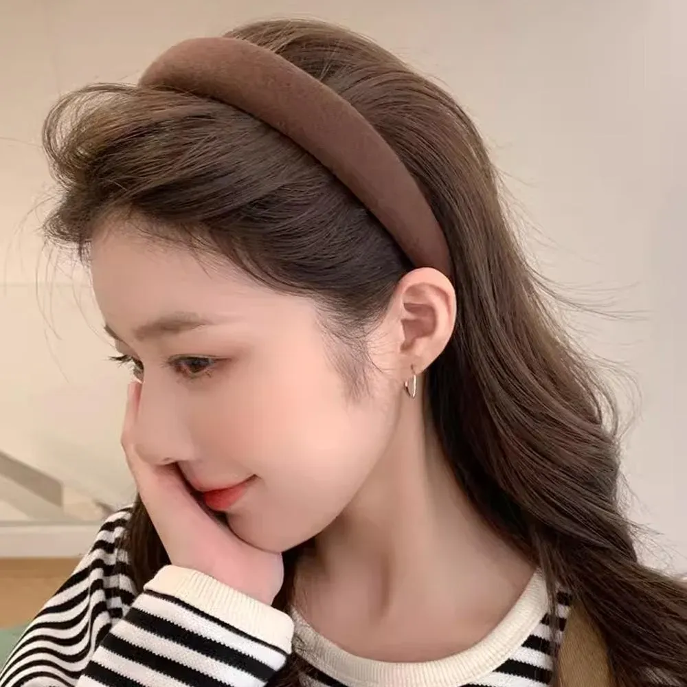 Ladies Headband Padded Hairband Wide Sponge Hair Hoop Solid Colour Accessories - Dark Coffee โ image 6